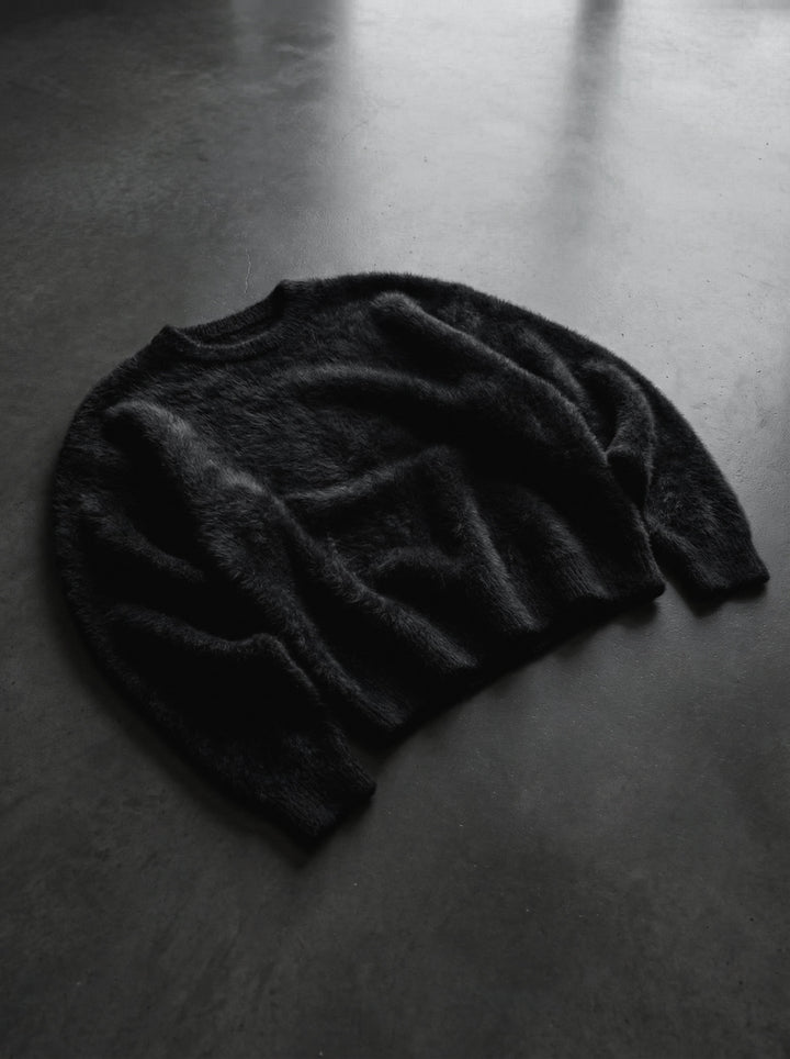 Oversize Hairy Rope Sweater - Black