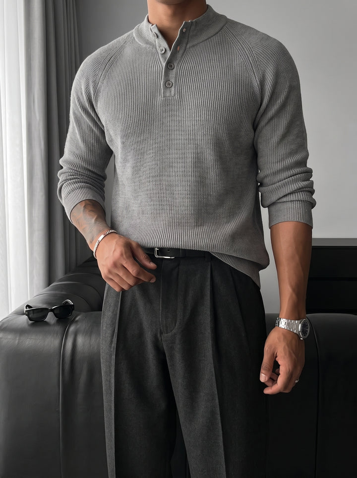 Slim Fit Knit Sweater - Grey