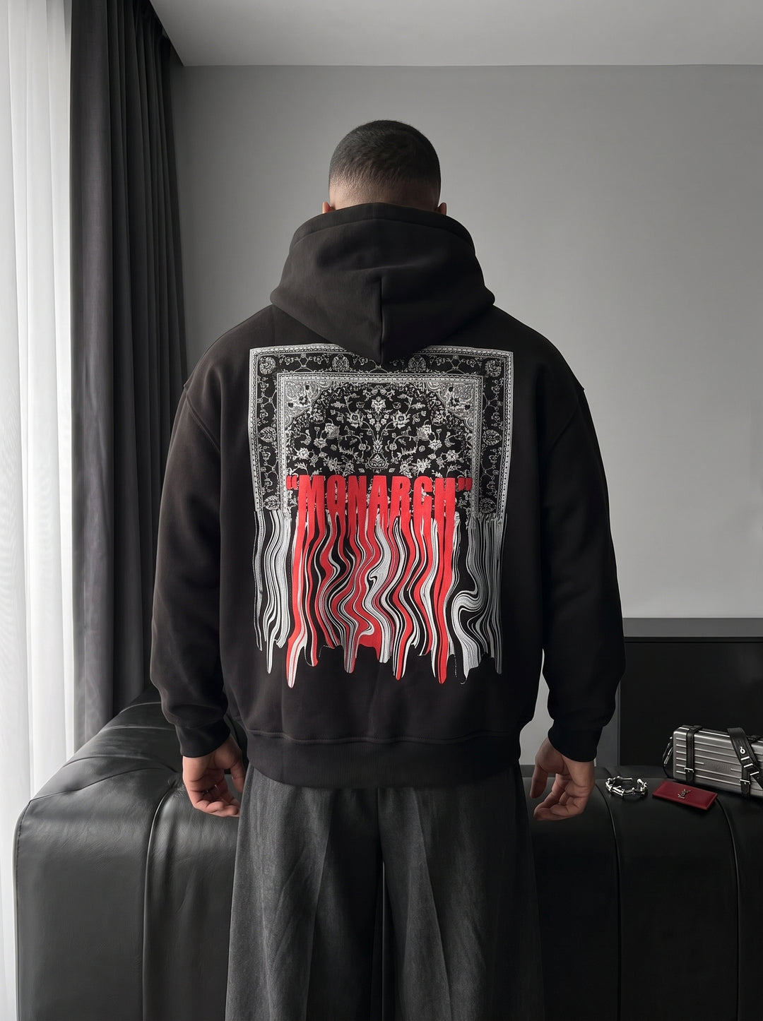 Oversize Monarch Hoodie - Black and Red