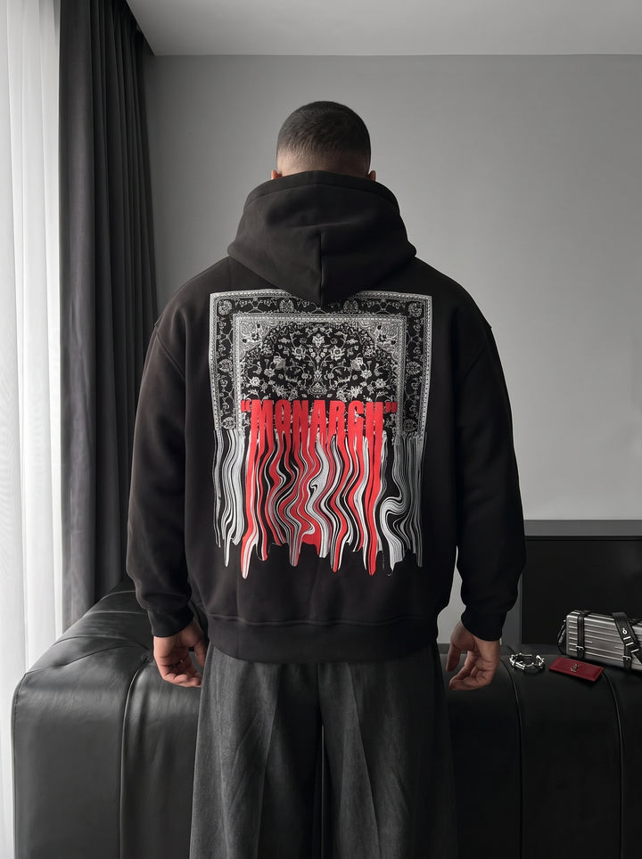Oversize Monarch Hoodie - Black and Red