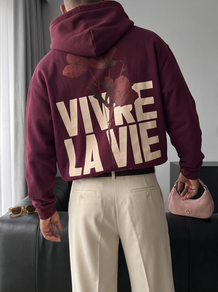 Oversize Vivre La Vie Hoodie - Port Royale