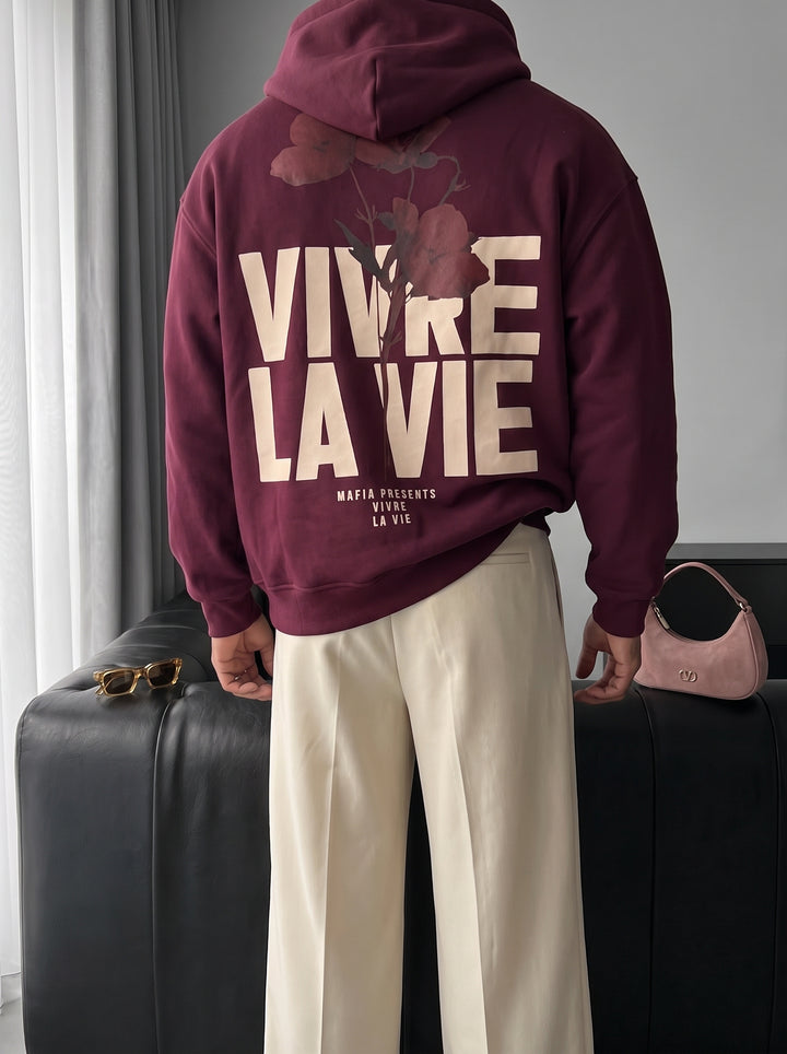 Oversize Vivre La Vie Hoodie - Port Royale