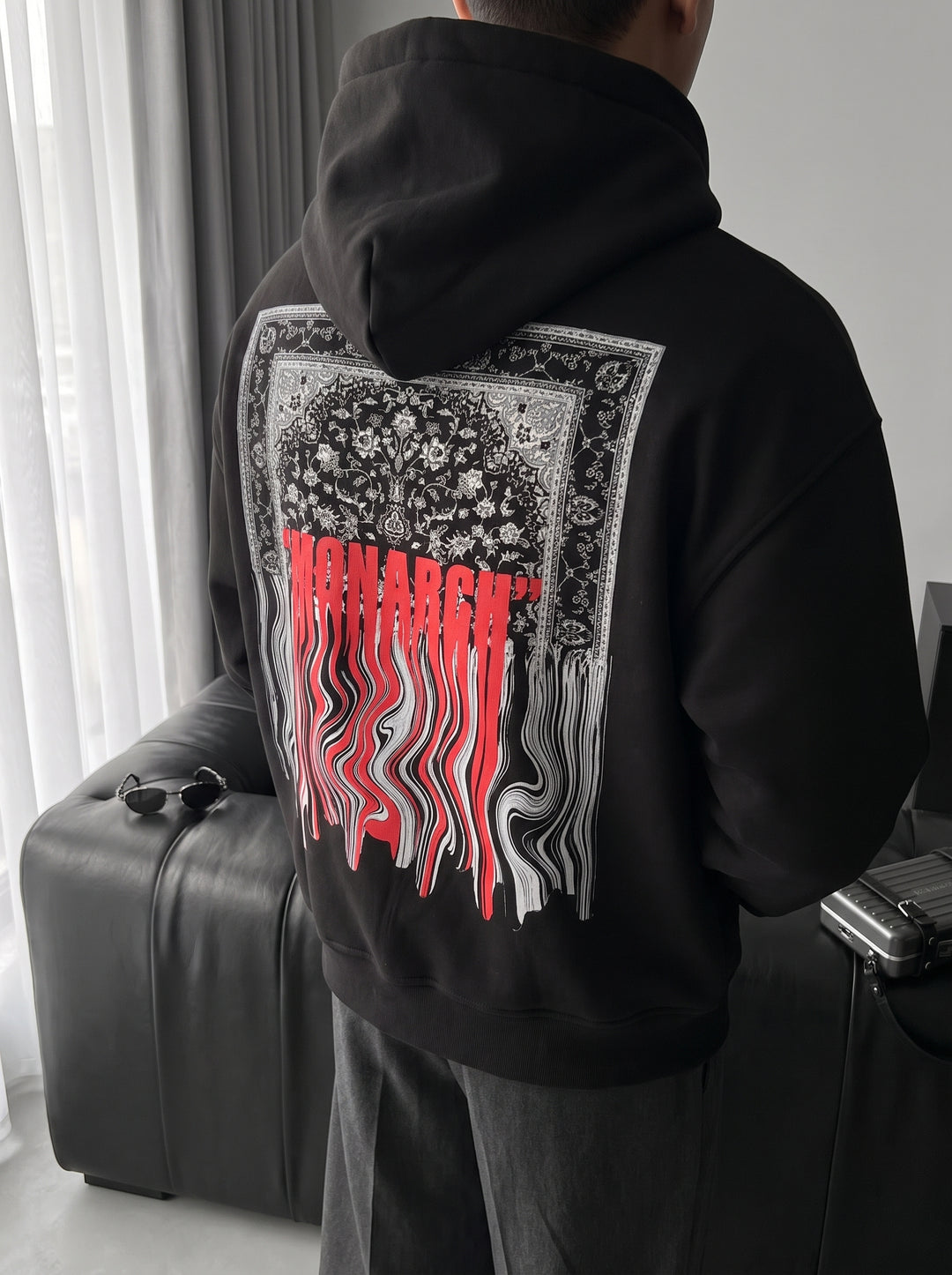 Oversize Monarch Hoodie - Black and Red