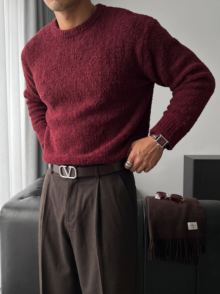 Oversize Plush Pullover - Bordeaux