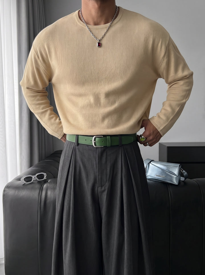 Loose Fit Knit Sweater - Stone