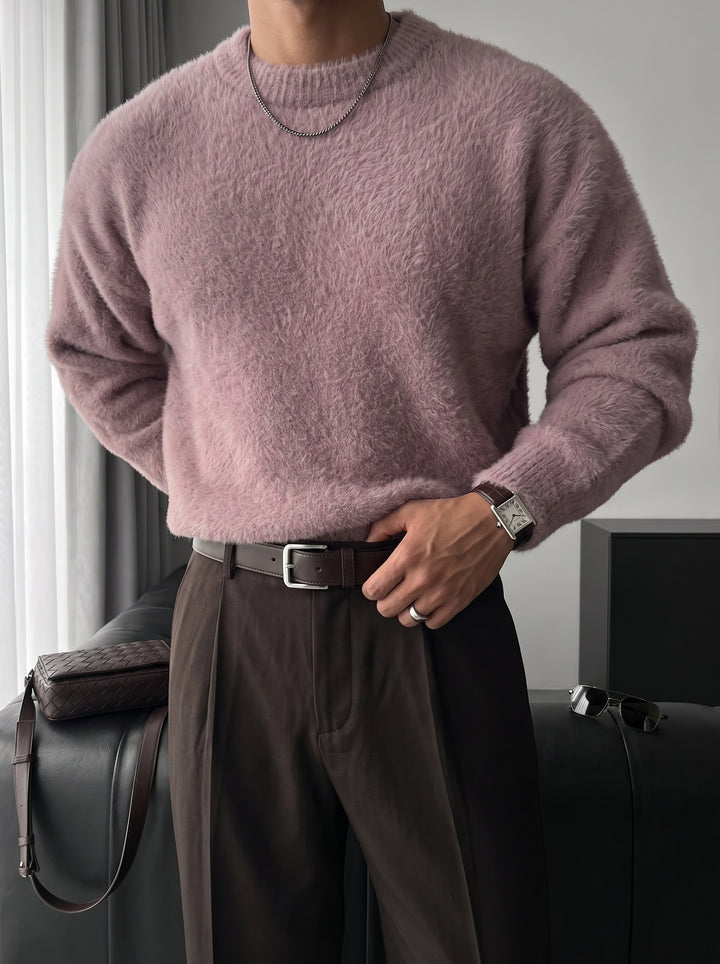 Oversize Hairy Rope Sweater - Lilac Whisper