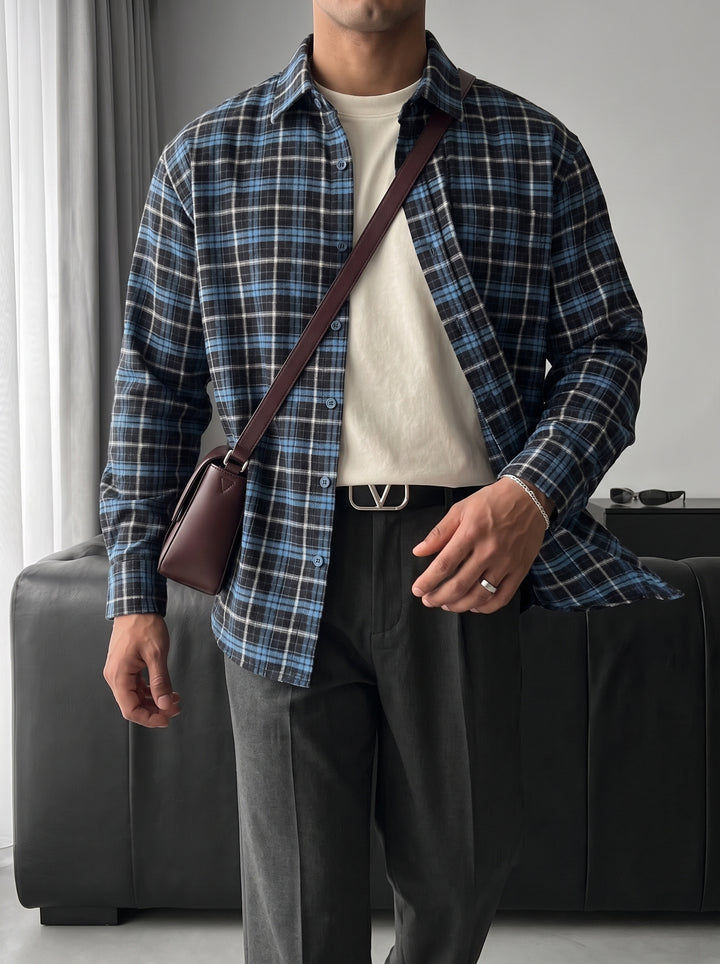 Regular Fit Classic Check Shirt - Sax