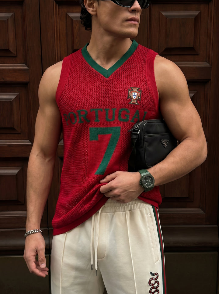 Oversize Portugal Knit Tanktop - Red