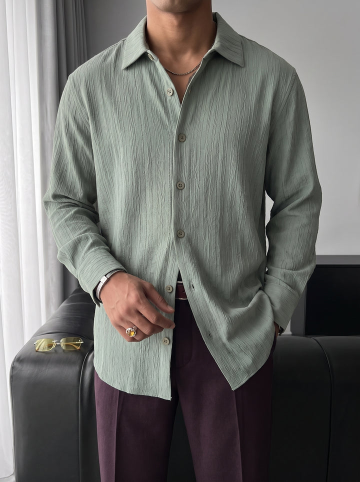 Regular Fit Pleated Shirt - Green
