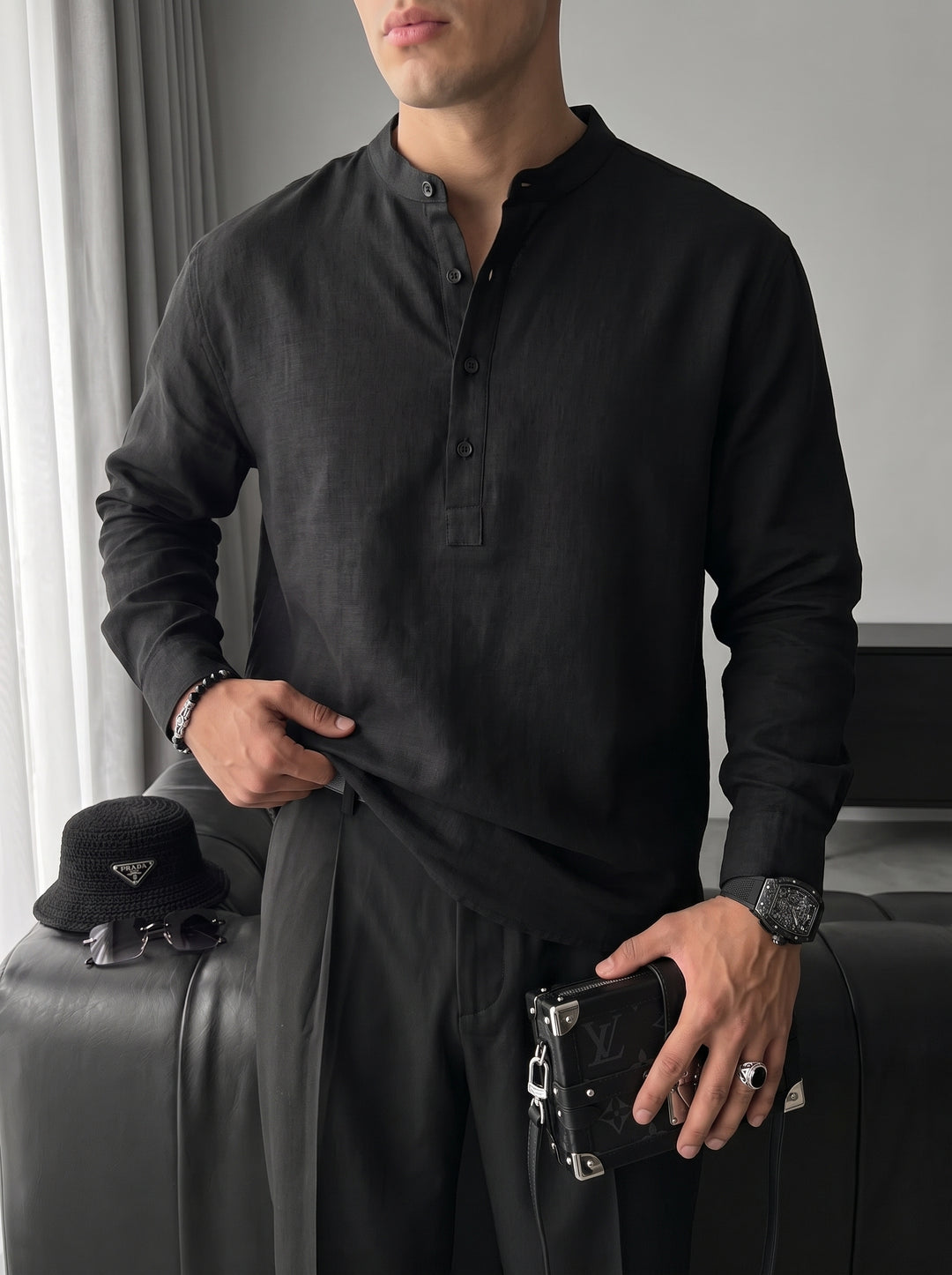 Regular Fit Cotton Shirt - Black