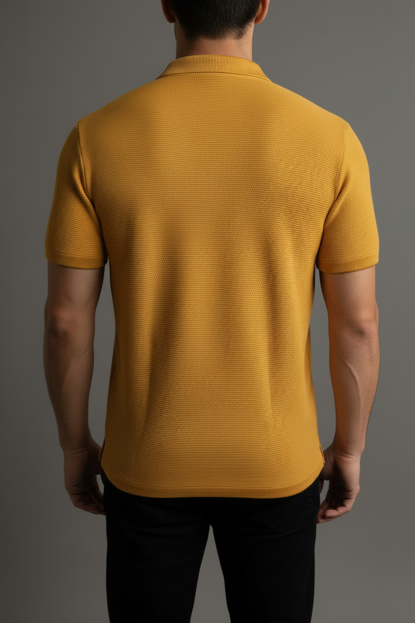 Poloshirt Senfgelb Rückansicht