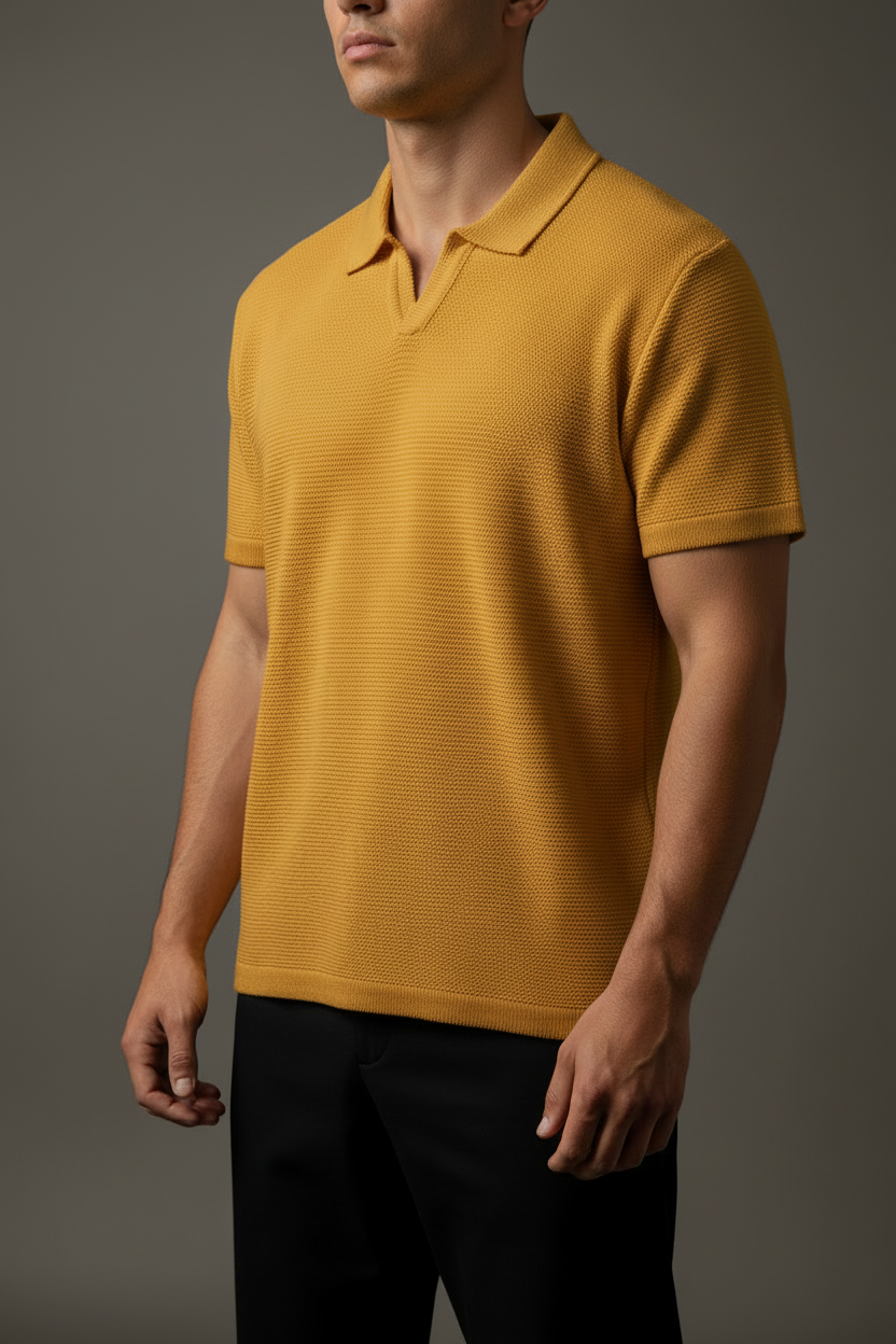 Poloshirt Senfgelb Vorderansicht