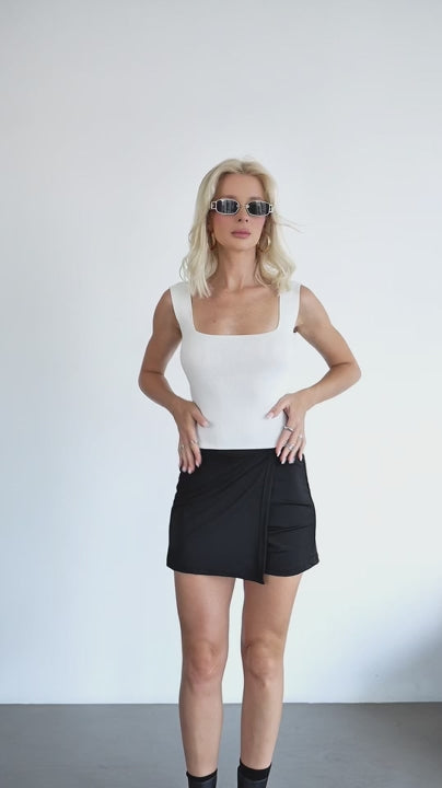 Square Neck Knit Top - Ecru