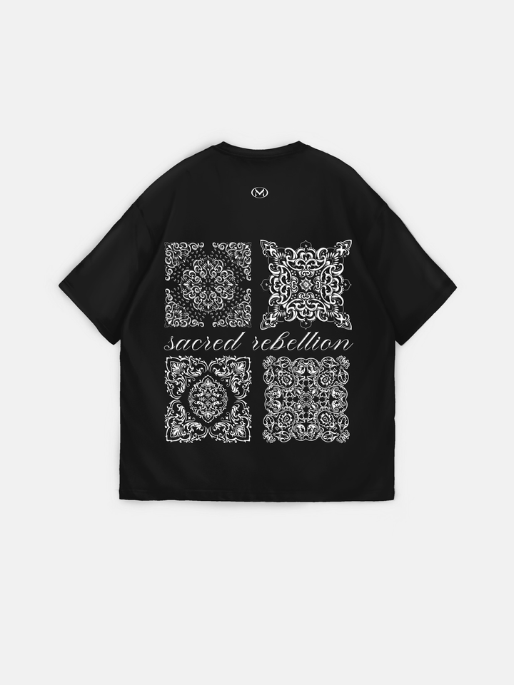 Oversize 'Sacred Rebellion' T-Shirt - Black