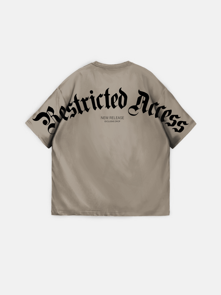 Oversize 'Restricted Access' T-Shirt - Beige