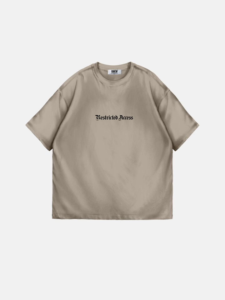 Oversize 'Restricted Access' T-Shirt - Beige