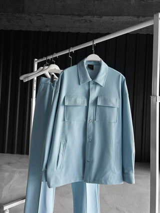 Oversize Hemd mit Brusttaschen in Blau