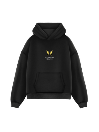 Oversize Butterfly Faith Hoodie - Jet Black
